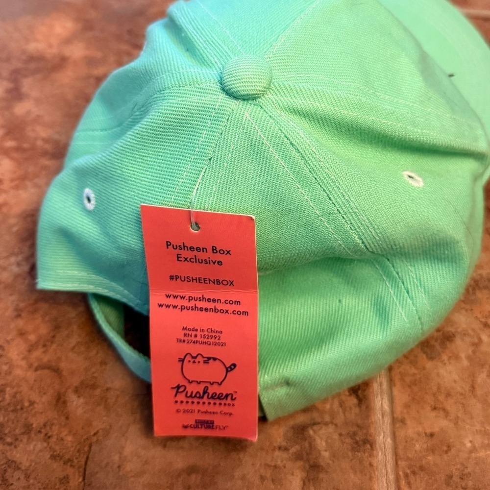 NWT Pusheen “Breathe” Embroidered Green Dad Hat – Cute Pastel Aesthetic OS - Picture 3 of 6